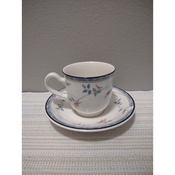 Noritake Keltcraft Teacup Saucer Set Eastfair Ireland #9171 Blue Trim Coffee Cup - Picture 1 of 6